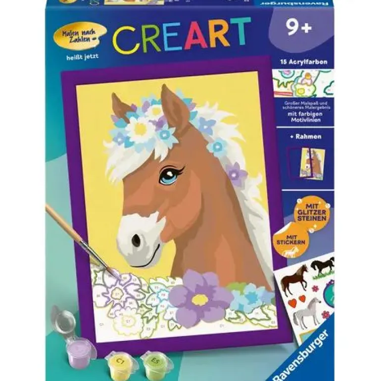 Ravensburger CreArt - Malen nach Zahlen 23999 - Pferd mit Blumen | Teddy Toys Kinderwelt