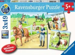 Ravensburger® Puzzle - Ein Tag auf dem Reiterhof, 3x49 Teile | Teddy Toys Kinderwelt