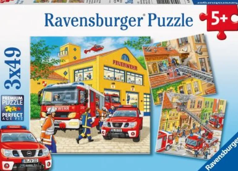 Ravensburger® Puzzle - Feuerwehreinsatz, 3x49 Teile | bis 50 Teile | Puzzle | Spielzeug | Teddy Toys Kinderwelt