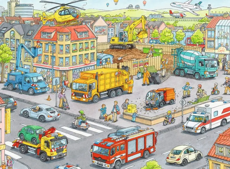 Ravensburger® Puzzle XXL - Fahrzeuge in der Stadt, 100 Teile | Teddy Toys Kinderwelt