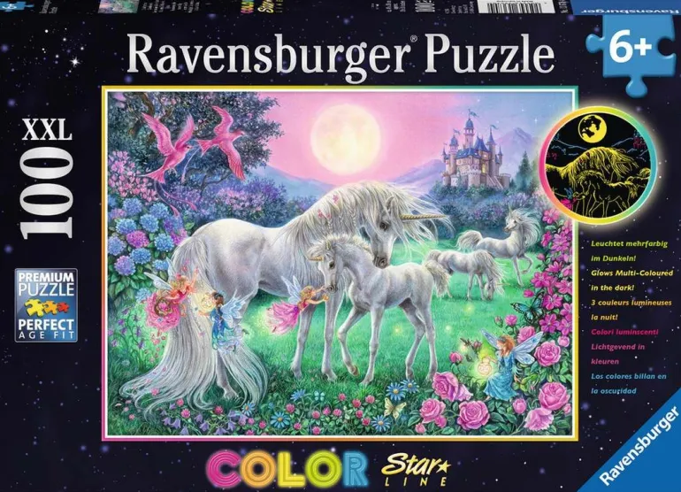 Ravensburger® Puzzle XXL Color - Einhörner im Mondschein, 100 Teile | Teddy Toys Kinderwelt