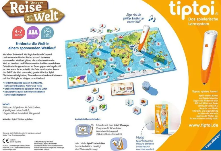 Ravensburger tiptoi Spiel 00117 Unsere Reise um die Welt - Lernsp | Teddy Toys Kinderwelt