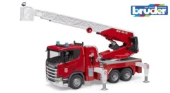 ScaniaSuper 560R Feuerwehr, Drehleiter, Wasserpumpe, L+S | Teddy Toys Kinderwelt