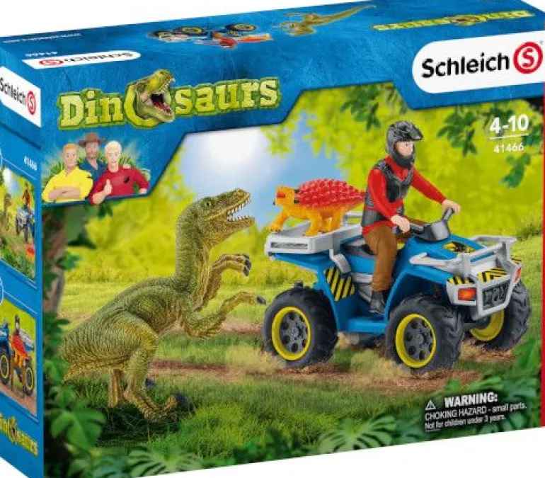 Schleich® Dinosaurs - Flucht auf Quad vor Velociraptor | Teddy Toys Kinderwelt