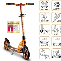 Six Degrees - Aluminium Scooter 205 mm, orange | Teddy Toys Kinderwelt