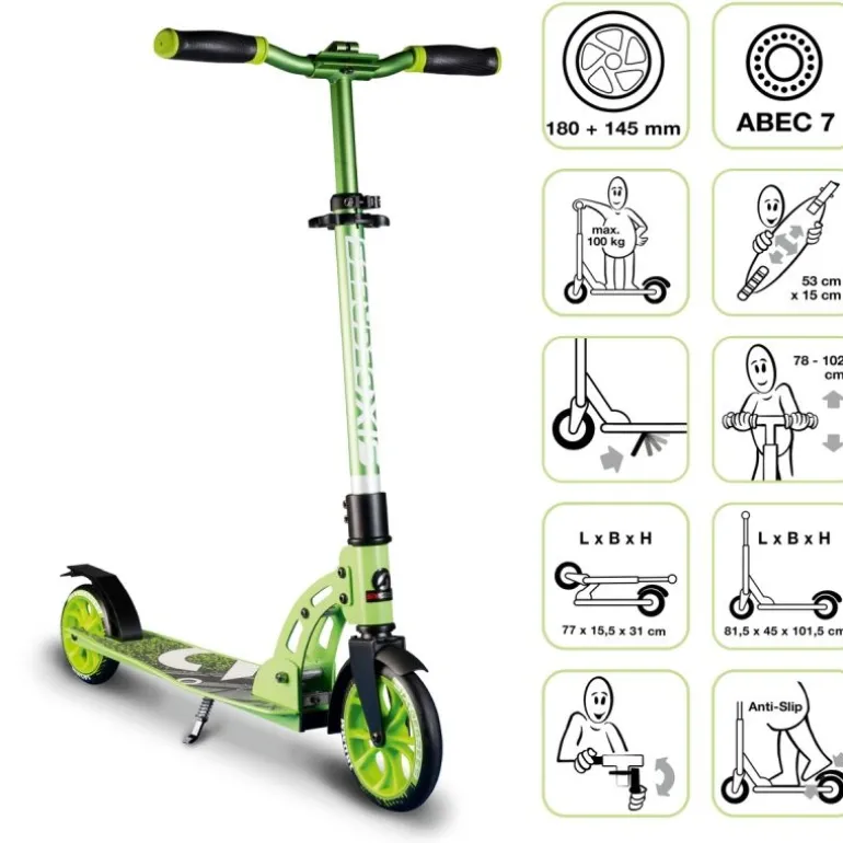 Six Degrees - Aluminium Scooter 180/145 mm, grün | Teddy Toys Kinderwelt