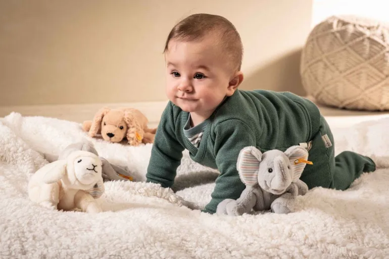 Steiff Floppy Trampili Elefant 20 grau liegend | Teddy Toys Kinderwelt