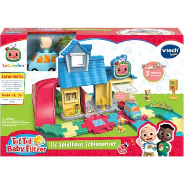 Tut Tut Baby Flitzer - CoComelon JJs Spielhaus Schienenset | Teddy Toys Kinderwelt
